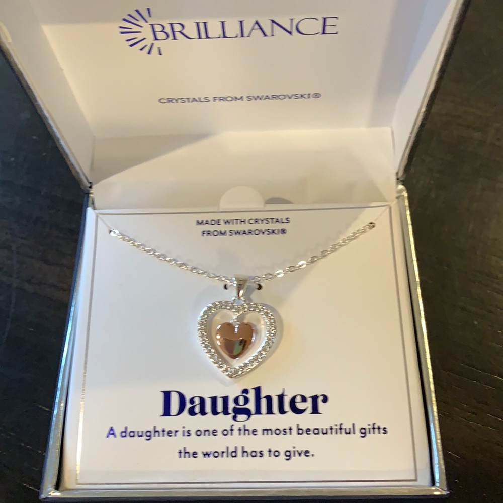 Daughter Silver/Rose Gold Heart Necklace.